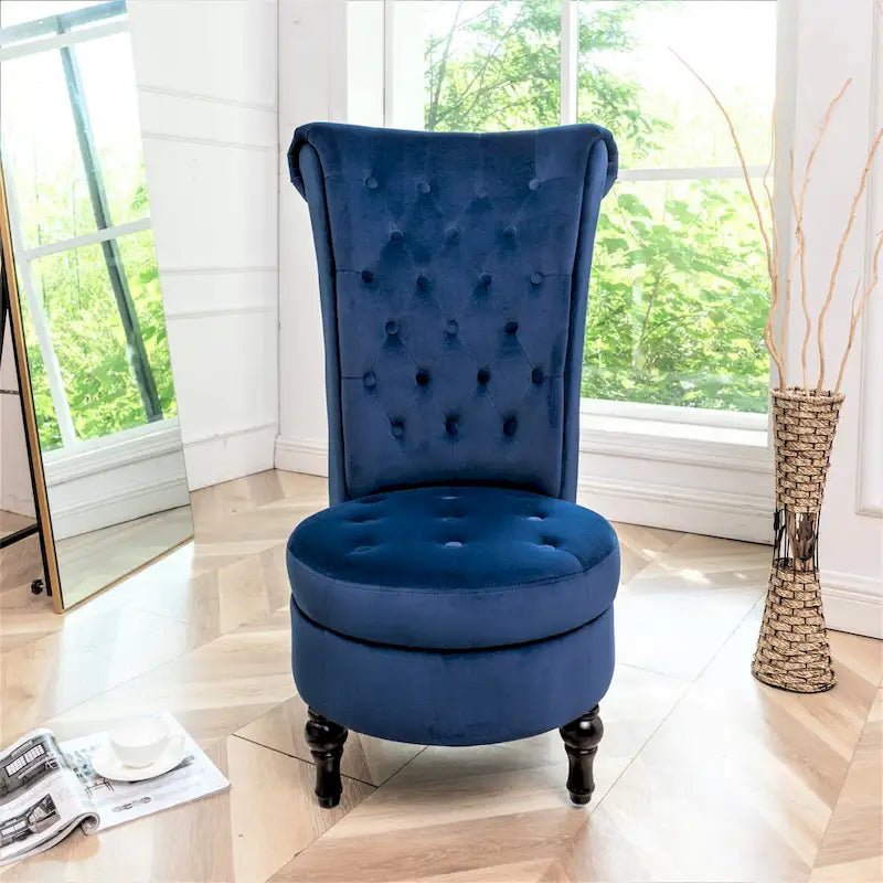 Chaise de vanité dossier haut en velours de 20 po de large Gosser – Accent élégant pour chambre à coucher
