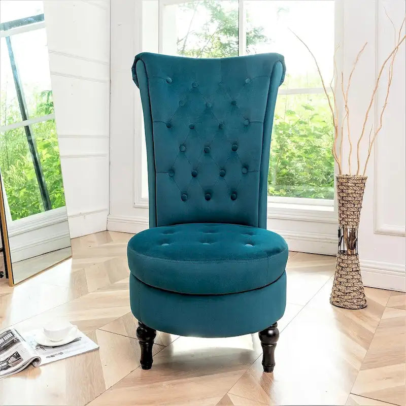 Chaise de vanité dossier haut en velours de 20 po de large Gosser – Accent élégant pour chambre à coucher
