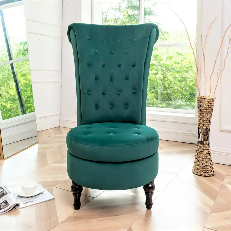 Chaise de vanité dossier haut en velours de 20 po de large Gosser – Accent élégant pour chambre à coucher