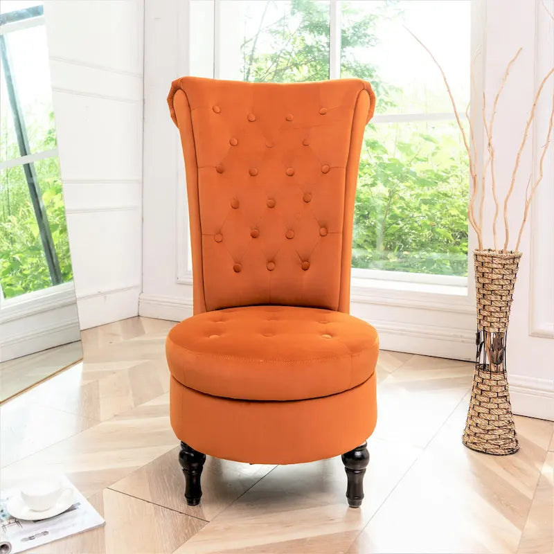Chaise de vanité dossier haut en velours de 20 po de large Gosser – Accent élégant pour chambre à coucher