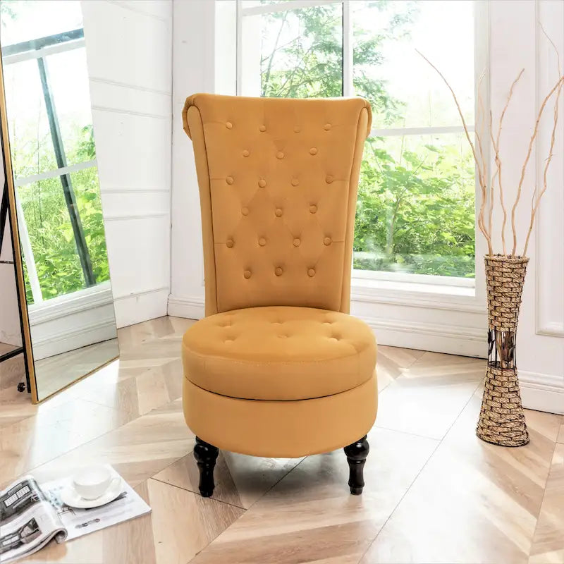 Chaise de vanité dossier haut en velours de 20 po de large Gosser – Accent élégant pour chambre à coucher