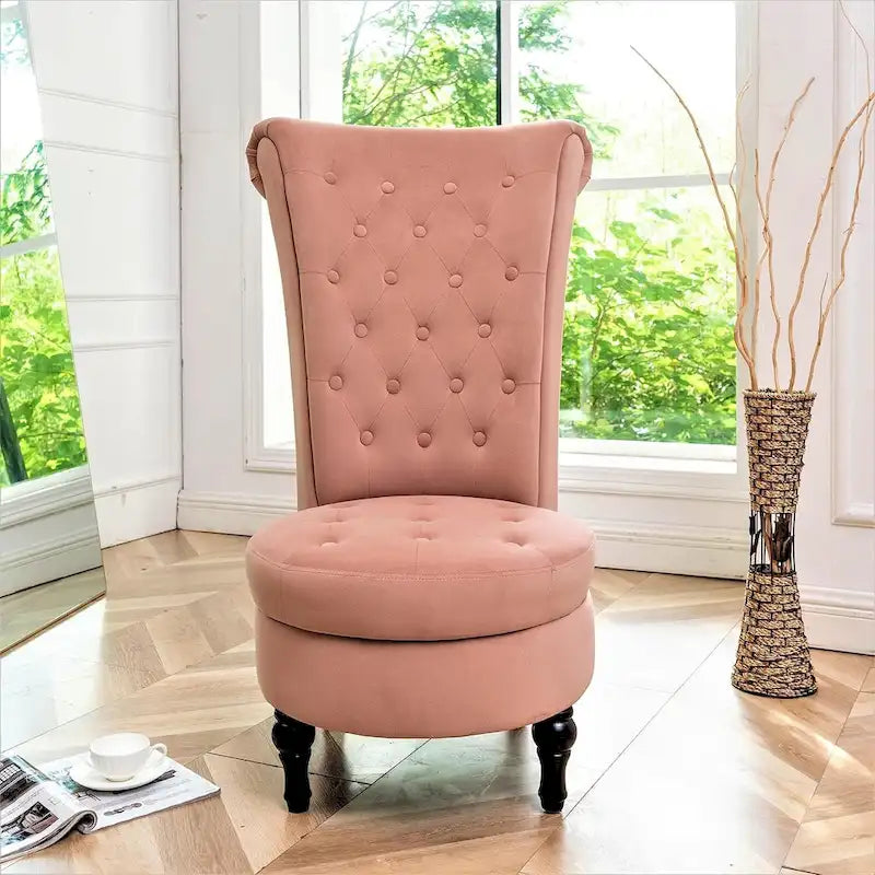 Chaise de vanité dossier haut en velours de 20 po de large Gosser – Accent élégant pour chambre à coucher