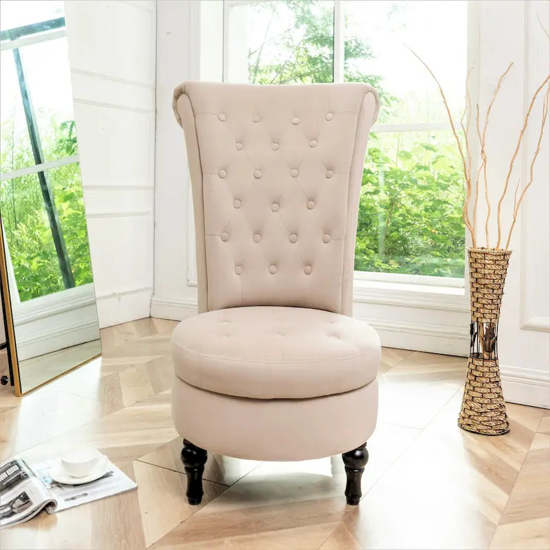Chaise de vanité dossier haut en velours de 20 po de large Gosser – Accent élégant pour chambre à coucher