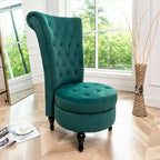 Chaise de vanité dossier haut en velours de 20 po de large Gosser – Accent élégant pour chambre à coucher