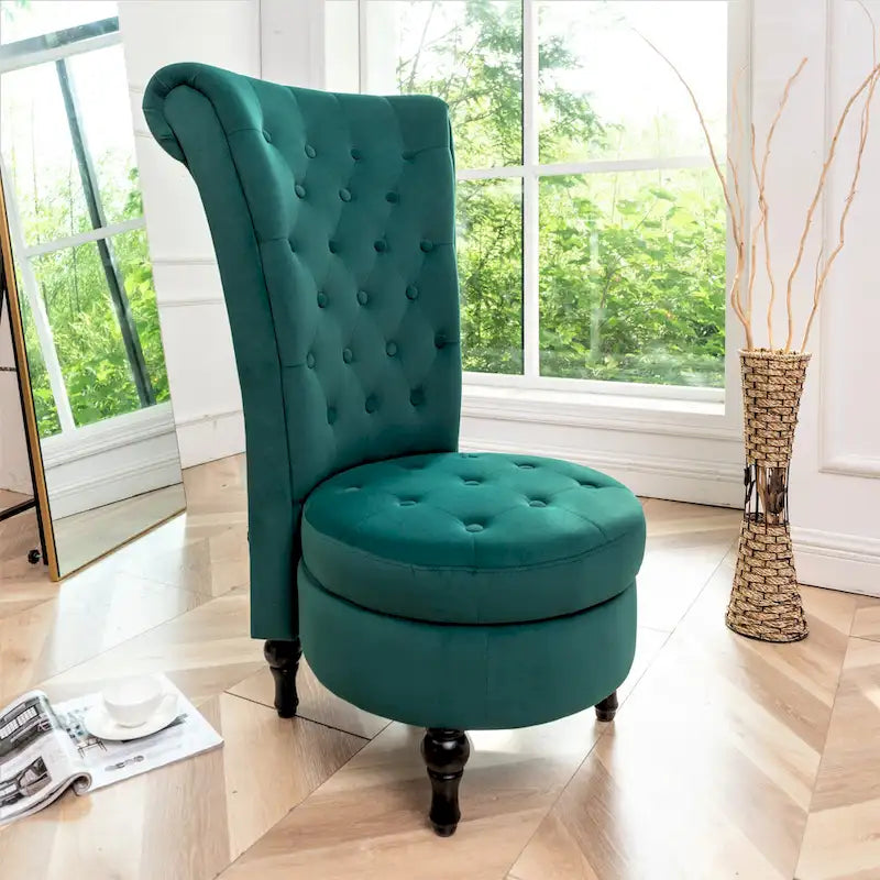Chaise de vanité dossier haut en velours de 20 po de large Gosser – Accent élégant pour chambre à coucher