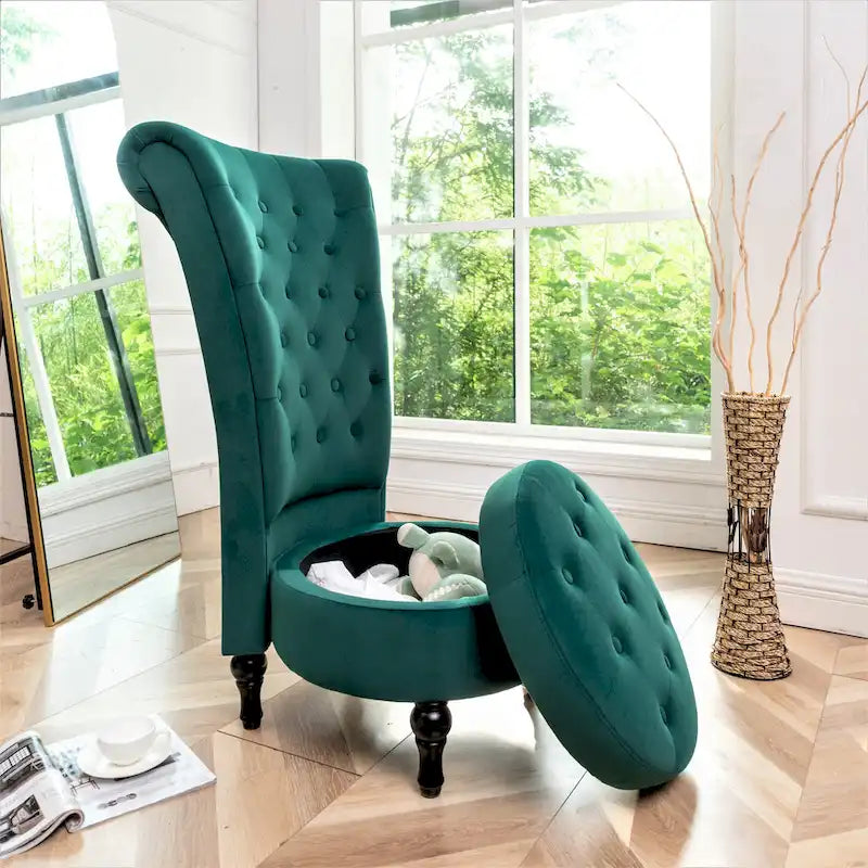 Chaise de vanité dossier haut en velours de 20 po de large Gosser – Accent élégant pour chambre à coucher