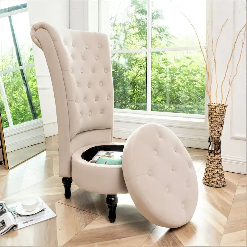 Chaise de vanité dossier haut en velours de 20 po de large Gosser – Accent élégant pour chambre à coucher