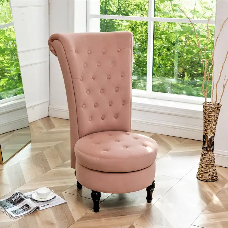 Chaise de vanité dossier haut en velours de 20 po de large Gosser – Accent élégant pour chambre à coucher