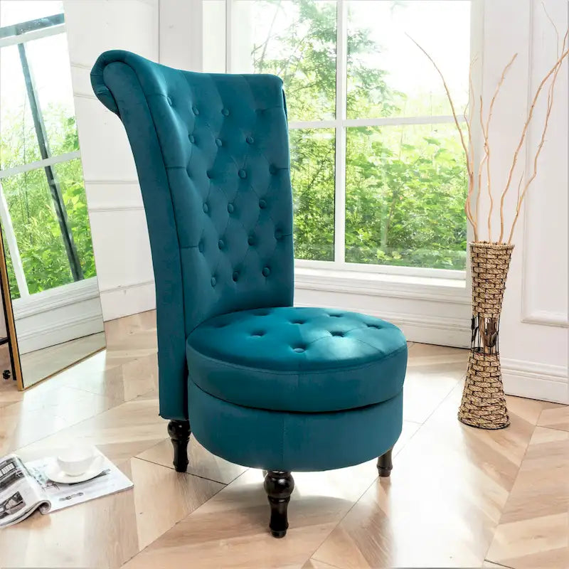 Chaise de vanité dossier haut en velours de 20 po de large Gosser – Accent élégant pour chambre à coucher