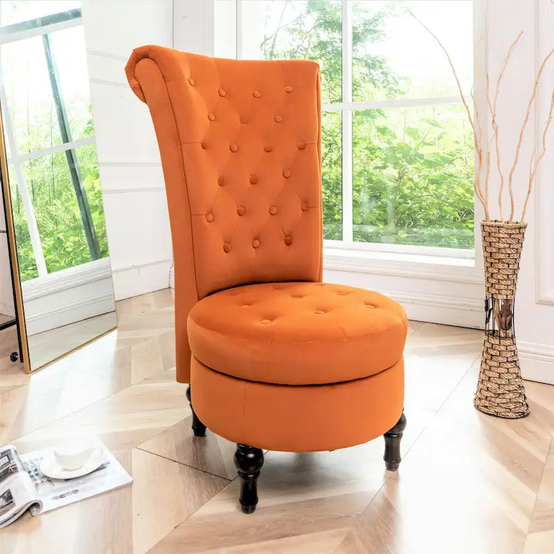 Chaise de vanité dossier haut en velours de 20 po de large Gosser – Accent élégant pour chambre à coucher