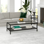 Table basse rectangulaire – Structure en acier et étagère en métal perforé, 45x20x17"