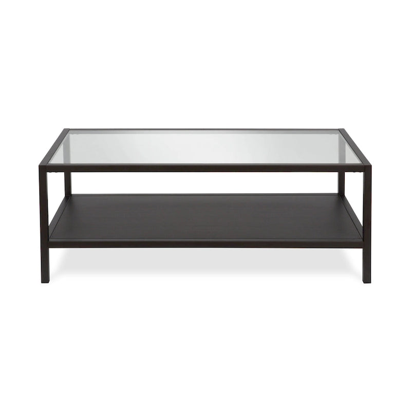 Table basse rectangulaire – Structure en acier et étagère en métal perforé, 45x20x17"