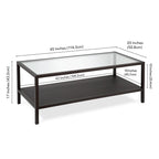Table basse rectangulaire – Structure en acier et étagère en métal perforé, 45x20x17"