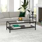 Table basse rectangulaire – Structure en acier et étagère en métal perforé, 45x20x17"