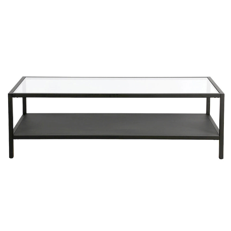 Table basse rectangulaire – Structure en acier et étagère en métal perforé, 45x20x17"