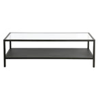 Table basse rectangulaire – Structure en acier et étagère en métal perforé, 45x20x17"