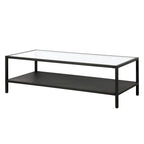Table basse rectangulaire – Structure en acier et étagère en métal perforé, 45x20x17"