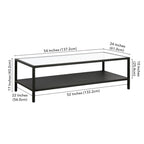 Table basse rectangulaire – Structure en acier et étagère en métal perforé, 45x20x17"