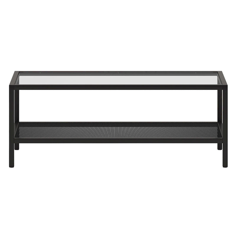 Table basse rectangulaire – Structure en acier et étagère en métal perforé, 45x20x17"
