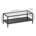 Table basse rectangulaire – Structure en acier et étagère en métal perforé, 45x20x17"
