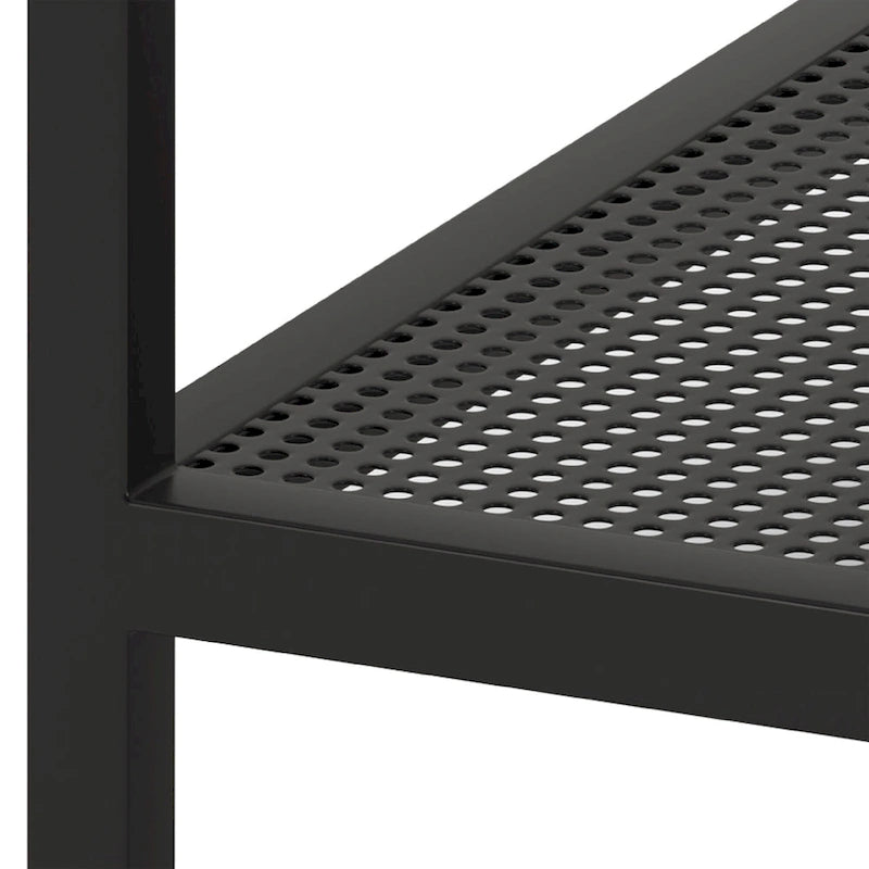 Table basse rectangulaire – Structure en acier et étagère en métal perforé, 45x20x17"