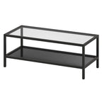 Table basse rectangulaire – Structure en acier et étagère en métal perforé, 45x20x17"