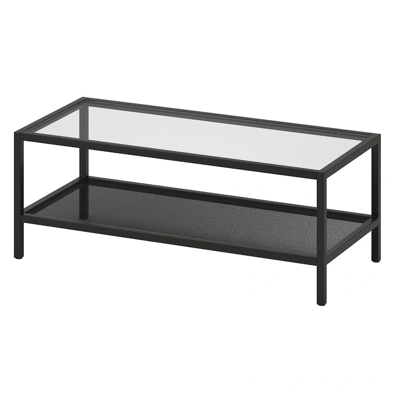 Table basse rectangulaire – Structure en acier et étagère en métal perforé, 45x20x17"