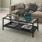 Table basse rectangulaire – Structure en acier et étagère en métal perforé, 45x20x17"