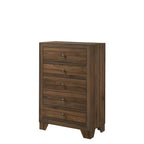 Chambre à coucher 5 pièces avec panneaux couleur cerisier et marron – Lit, commode, miroir et 2 tables de chevet