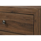 Chambre à coucher 5 pièces avec panneaux couleur cerisier et marron – Lit, commode, miroir et 2 tables de chevet