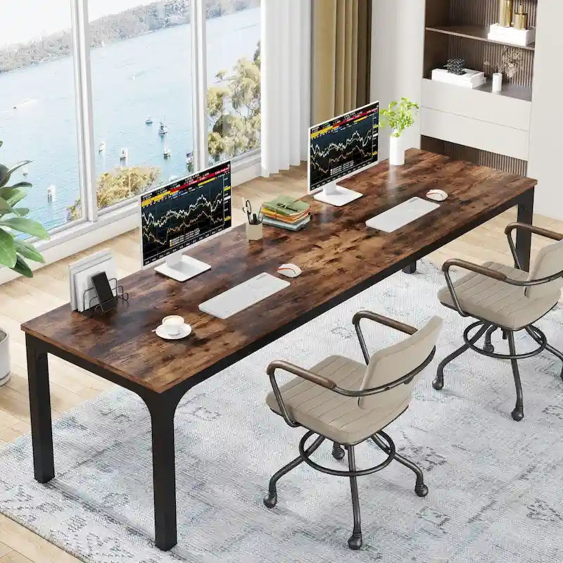 Bureau d'ordinateur extra long de 78,7 pouces pour 2 personnes