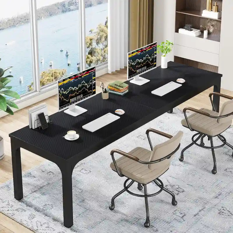 Bureau d'ordinateur extra long de 78,7 pouces pour 2 personnes