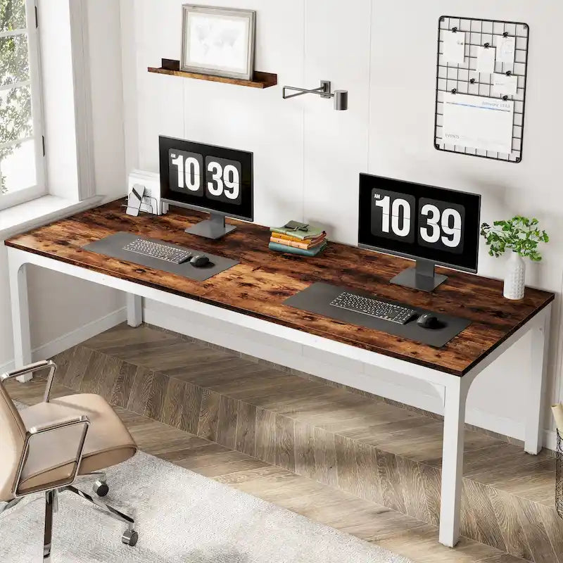 Bureau d'ordinateur extra long de 78,7 pouces pour 2 personnes