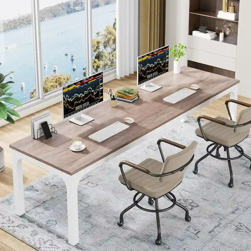 Bureau d'ordinateur extra long de 78,7 pouces pour 2 personnes