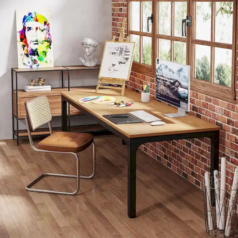 Bureau d'ordinateur extra long de 78,7 pouces pour 2 personnes