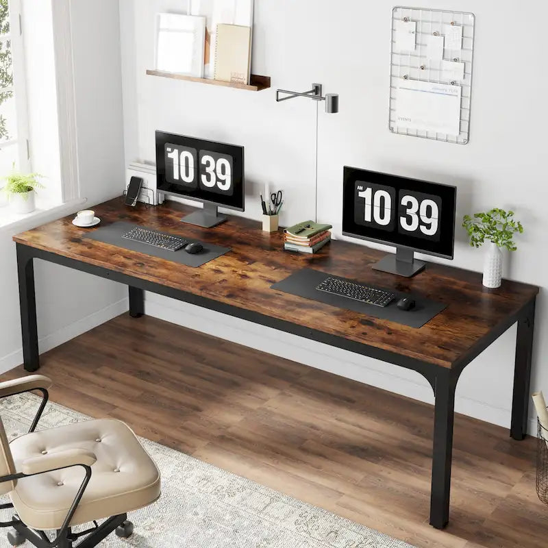 Bureau d'ordinateur extra long de 78,7 pouces pour 2 personnes