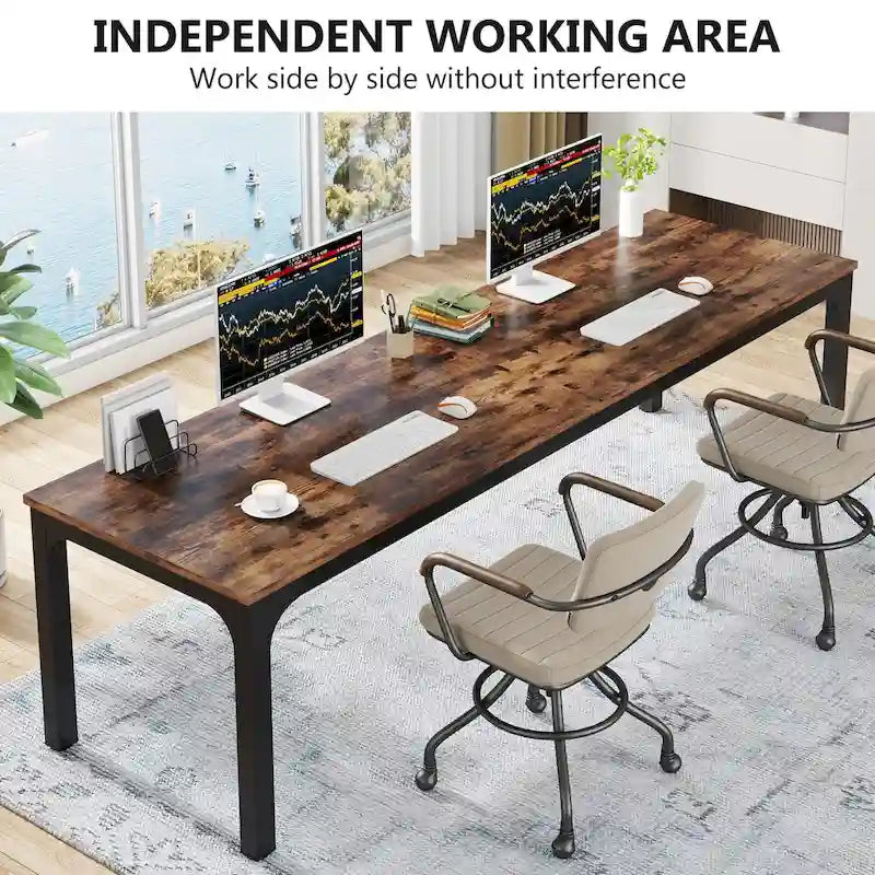 Bureau d'ordinateur extra long de 78,7 pouces pour 2 personnes