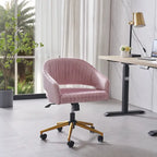 Chaise de bureau moderne dorée en velours pivotante et réglable en hauteur