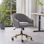 Chaise de bureau moderne dorée en velours pivotante et réglable en hauteur