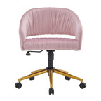 Chaise de bureau moderne dorée en velours pivotante et réglable en hauteur