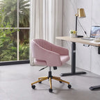 Chaise de bureau moderne dorée en velours pivotante et réglable en hauteur