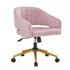 Chaise de bureau moderne dorée en velours pivotante et réglable en hauteur