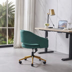 Chaise de bureau moderne dorée en velours pivotante et réglable en hauteur