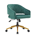 Chaise de bureau moderne dorée en velours pivotante et réglable en hauteur