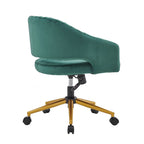 Chaise de bureau moderne dorée en velours pivotante et réglable en hauteur