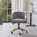 Chaise de bureau moderne dorée en velours pivotante et réglable en hauteur