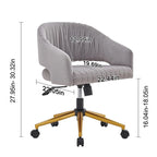 Chaise de bureau moderne dorée en velours pivotante et réglable en hauteur