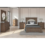 Ensemble de chambre à coucher 6 pièces avec panneaux rembourrés – Tête de lit capitonnée et garniture cloutée