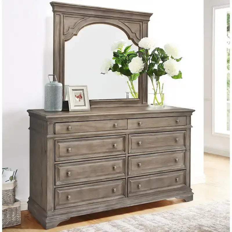 Ensemble de chambre à coucher 6 pièces avec panneaux rembourrés – Tête de lit capitonnée et garniture cloutée