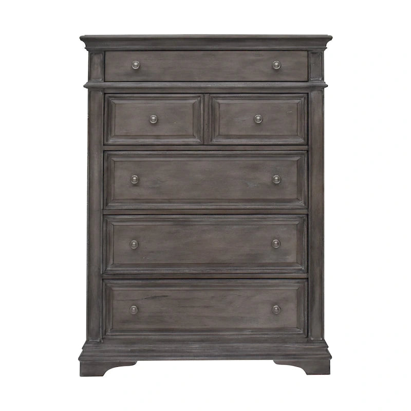 Ensemble de chambre à coucher 6 pièces avec panneaux rembourrés – Tête de lit capitonnée et garniture cloutée